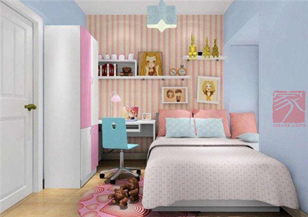儿童房间色彩搭配技巧：女生儿童房设计与室内装修